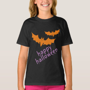 T-shirt Chauve-souris orange, Halloween violet heureux Per