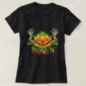 T-shirt chauve-souris vampire avec tête citrouille hallowe (Design devant)