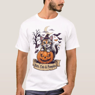 T-shirt Chauves-souris Chats Citrouilles Halloween Sorcièr