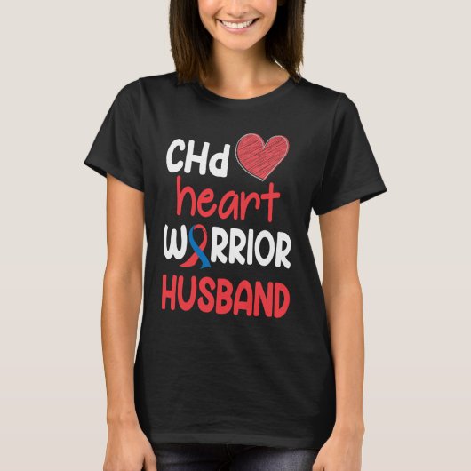 T-shirt CHD Heart Disease Warrior Proud Husband Awareness  (Devant)
