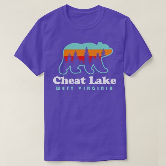 T-shirt Cheat Lake West Virginia Camping Bear Retro (Design devant)