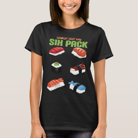 T-shirt Check Out My Six Pack Fitness Sushi (Devant)