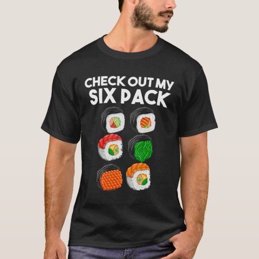 T-shirt Check Out My Six Pack  Workout Sushi Gym (Devant)
