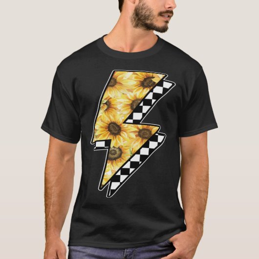 T-shirt Checked Sunflower Lightning Chess Board (Devant)