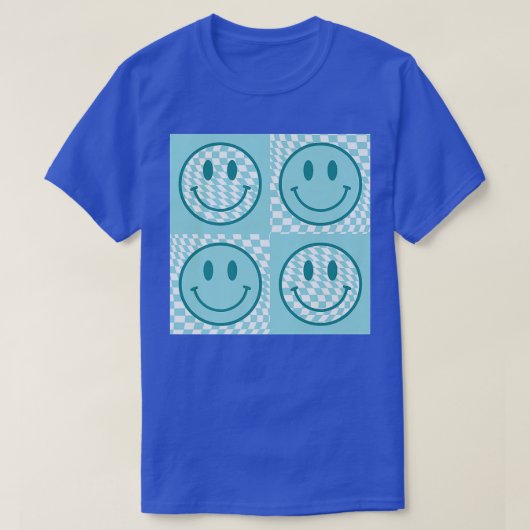 T-shirt Checkerboard Smile Face Funny Happy Face Tendance  (Design devant)