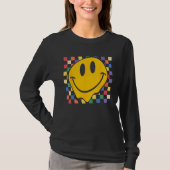 T-shirt Checkerboard Smiling Face Groovy LGBT Rainbow Prid (Devant)