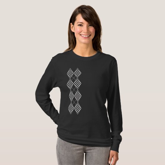 T-shirt Checkered Argyle Vertical Cool Surf and Skateboard (Devant entier)