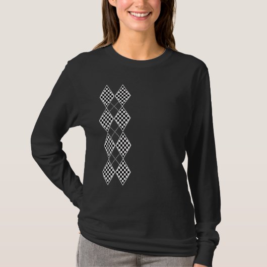T-shirt Checkered Argyle Vertical Cool Surf and Skateboard (Devant)