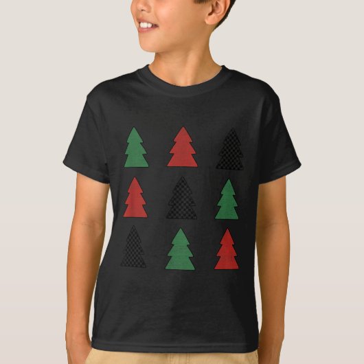 T-shirt Checkered Christmas Tree Graphic Crewneck Swea Fun (Devant)