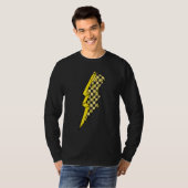 T-shirt Checkered Lightning Yellow Ribbon Spina Bifida Awa (Devant entier)