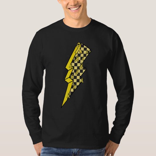 T-shirt Checkered Lightning Yellow Ribbon Spina Bifida Awa (Devant)