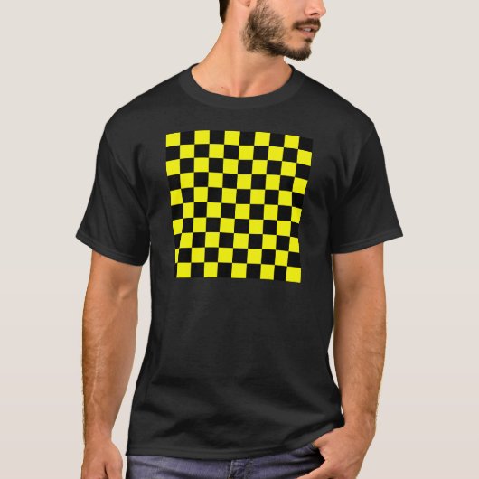 T-shirt Checkered - noir et jaune (Devant)