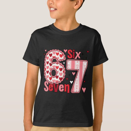 T-shirt Checkered Valentine Cute Six Seven 6 7 Meme Teens  (Devant)