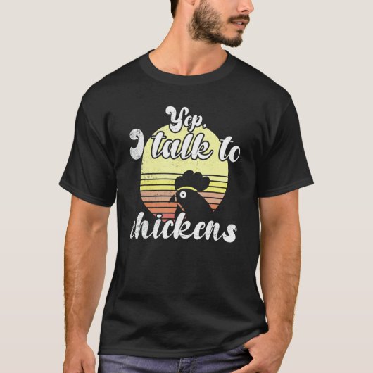 T-shirt Cheeky Chicken Sunset Yep I Talk To Chickens Scrip (Devant)