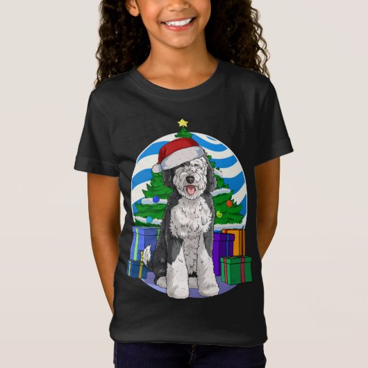 T-Shirt Cheepadoodle Chien mignon Père Noël Décor Arbre de (Devant)