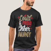 T-shirt Cheer Aunt Biggest Fan Leopard Print And Pom Pom (Devant)