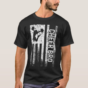 T-shirt Cheer Bro Vintage American Flag Brother Cheerleade