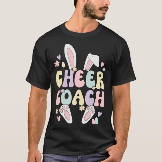 T-shirt Cheer Coach Easter Bunny Cheerleading Coach Easter (Devant)