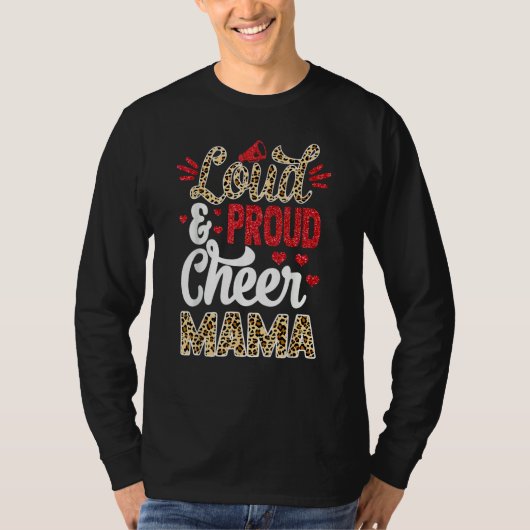 T-shirt Cheer Mama Biggest Fan Leopard Print And Pom Pom (Devant)