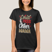 T-shirt Cheer Mama Biggest Fan Leopard Print And Pom Pom (Devant)