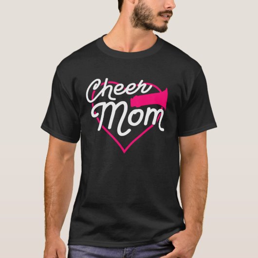 T-shirt Cheer Maman Amour Support Coeur Pom-pom girl Fun S (Devant)