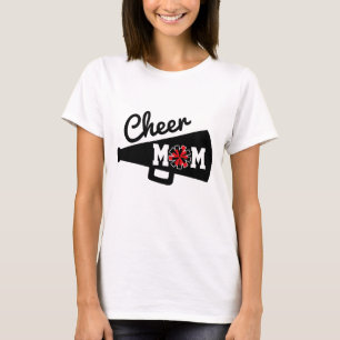 T-shirt Cheer Maman Cheerled Noir Blanc Rouge