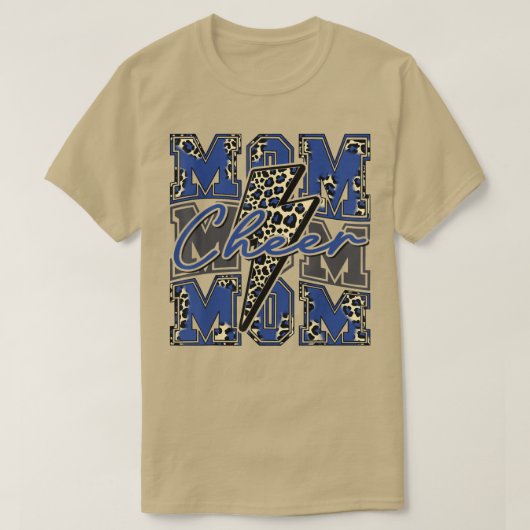 T-shirt Cheer Maman Éclair Boulon Cheer Leopard Bleu (Design devant)