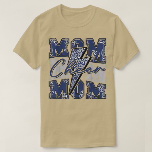 T-shirt Cheer Maman Éclair Boulon Cheer Leopard Marine Ble (Design devant)