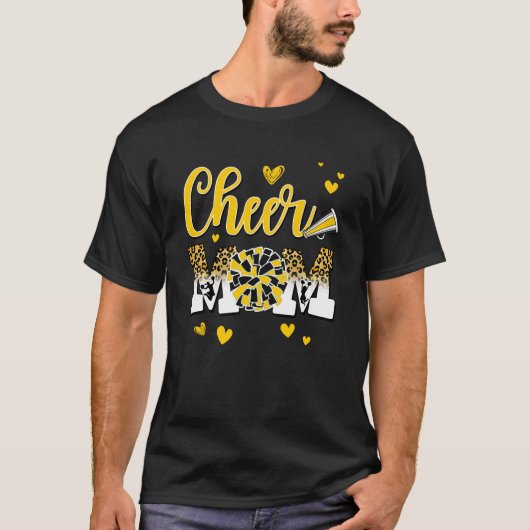 T-shirt Cheer Maman Jaune Léopard Blanc-Jaune Lettres Chee (Devant)