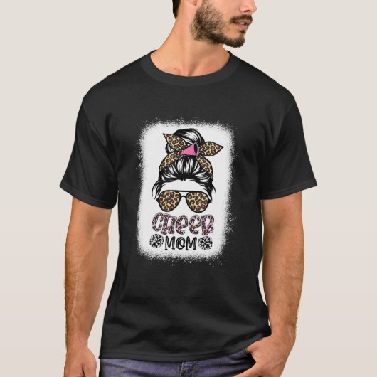 T-shirt Cheer Maman Leopard Messy Bun Pom-pom girl Bleache (Devant)