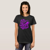 T-shirt Cheer Mom Biggest Fan Leopard Print Black And Pupl (Devant entier)