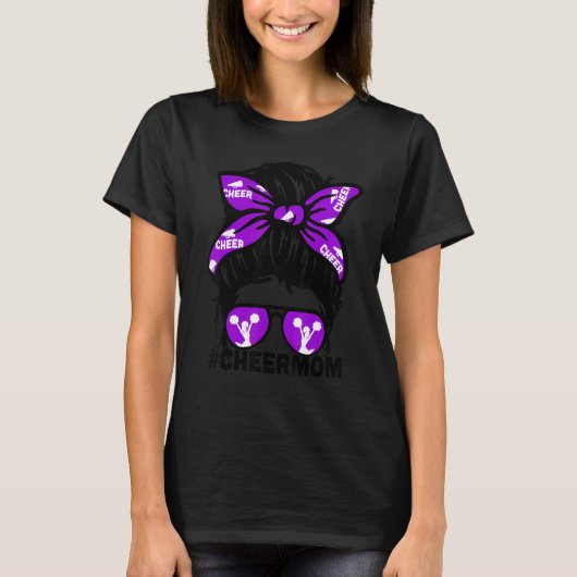 T-shirt Cheer Mother Mama Puple Megaphone Cheerleading Mom (Devant)