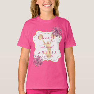 T-shirt Cheer rose Pom-pom girl Anniversaire fille T-Shir