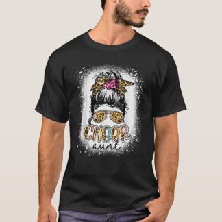 T-shirt Cheer Tante Leopard Messy Bun Pom-pom girl Mères D
