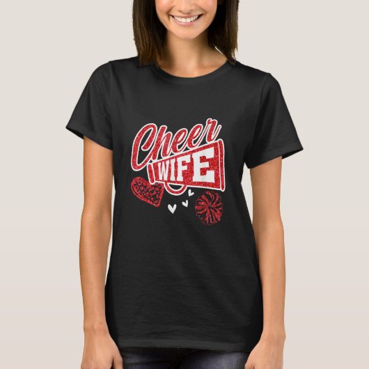 T-shirt Cheer Wife Biggest Fan Leopard Print And Pom Pom 1 (Devant)