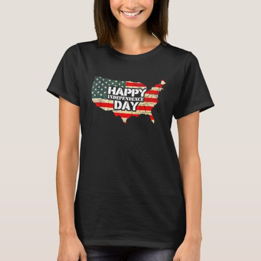 T-shirt Cheerful Happy Independence Day Artwork  Happy 4th (Devant)