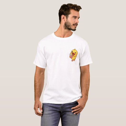 T-shirt Cheerful Winking Duckling Holding Popcorn Bucket (Devant entier)