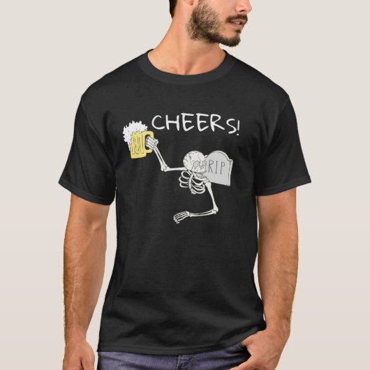 T-shirt Cheers Skeleton St Patricks Day Octoberfest Beer D (Devant)
