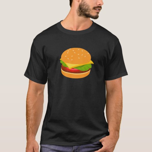 T-shirt Cheeseburger Inspiré Burger Emoticon Lié Rapide (Devant)