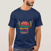 T-shirt Cheeseburger Psychédélique Rétro Avec Ailes (Devant)