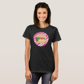 T-shirt Cheeseburger rayures ombrées rose vif (Devant entier)