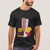 T-shirt Cheeseburger Shake Fries Retro Diner Food Unisex (Devant)