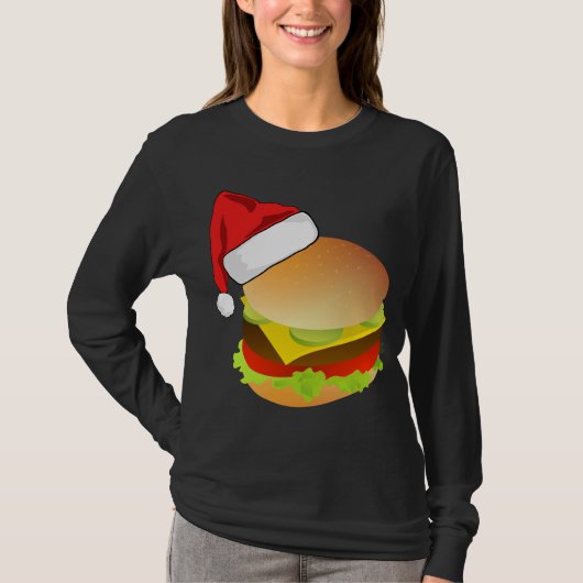 T-shirt Cheeseburgers Hamburger Santa Hat Correspondance C (Devant)