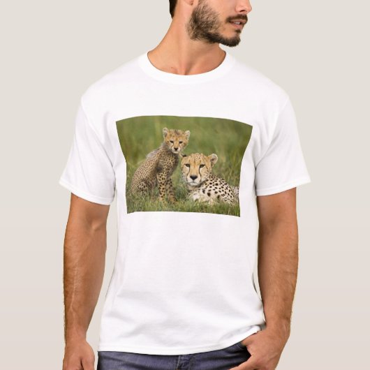 T-shirt Cheetah, Acinonyx jubatus, avec Cub (Devant)