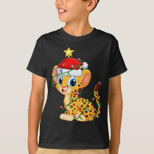 T-shirt Cheetah Éclairage Xmas Arbre correspondant Cheetah