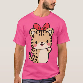 T-shirt Cheetah Kawaii Ribbon Zoo Journée Voyage Garçons F