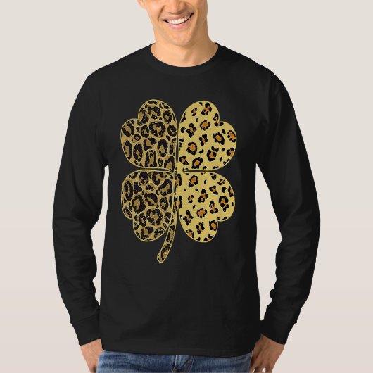 T-shirt Cheetah Leopard Print Shamrock St Patricks Day Luc (Devant)