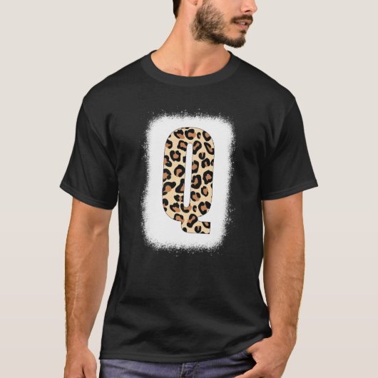 T-shirt Cheetah Print Letter Q Initial Letter Q Leopard B (Devant)