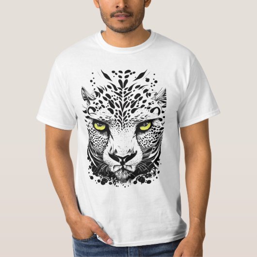 T-shirt Cheetah Wild Animal Nature Illustration Art tatoua (Devant)