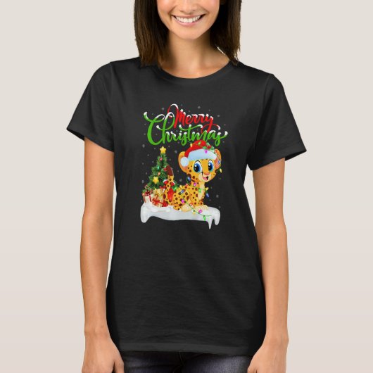 T-shirt Cheetah Xmas Decorations Santa Cheetah Christmas (Devant)